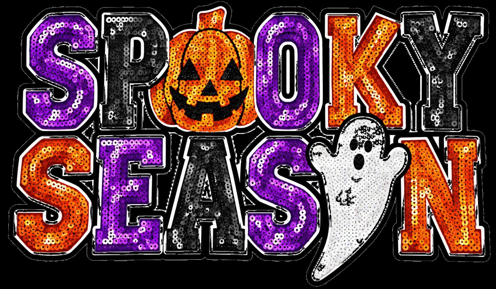 Spooky Season Halloween Pumpkin & Ghost Sequin Patch