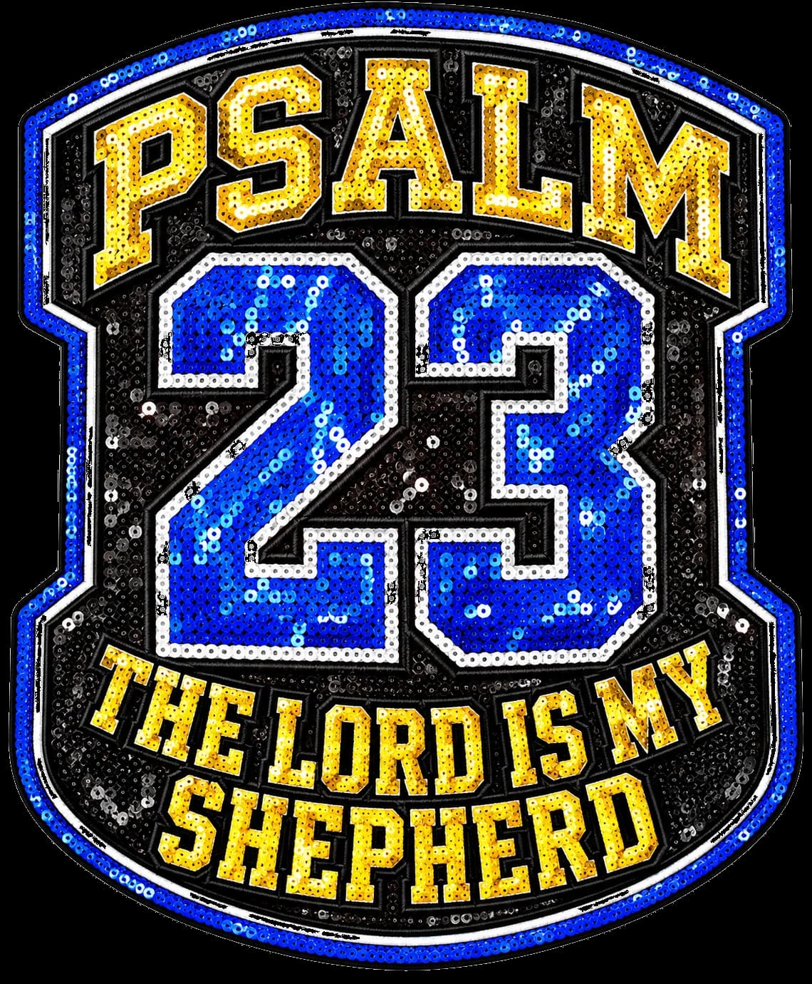 Psalm 23 The Lord Is My Shepherd Gold Sequin Crest