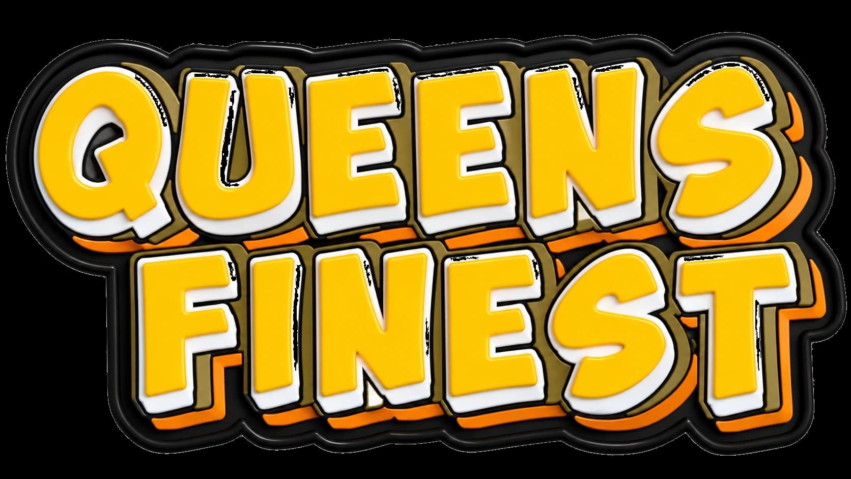 Queens Finest 3D layered yellow and white streetwear silicone patch