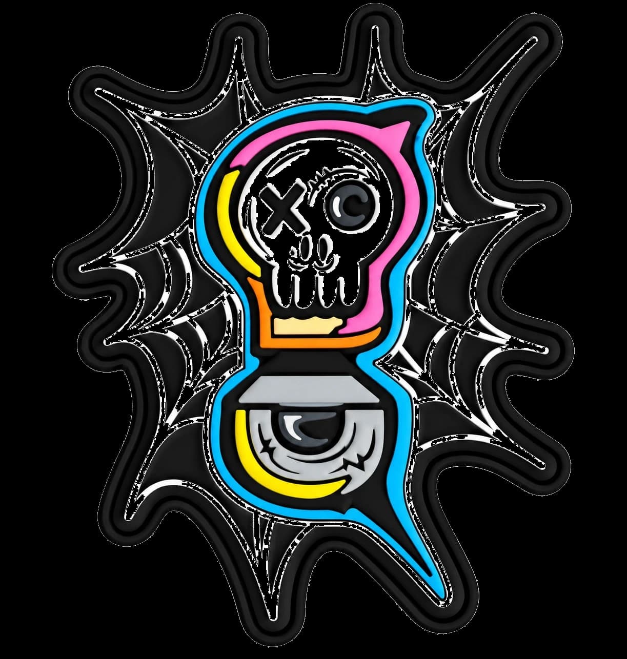 Spiderweb Skull & Hourglass Eye Pop-Art Patch